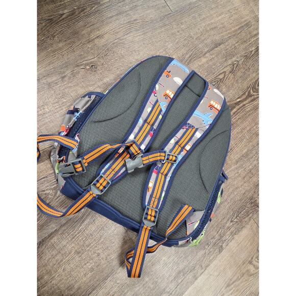 Pottery Barn Kids Mackenzie transportation print backpack Navy Gray Planes Truck - Picture 6 of 7